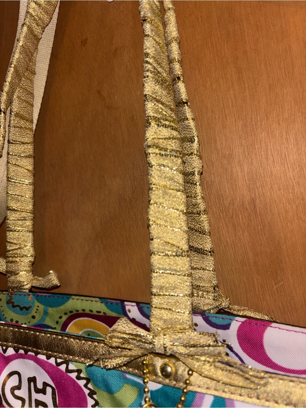 Coach Poppy -F19423 Multicolor Graphic Print Tote /Gold Accents/crossbody strap - Picture 12 of 17
